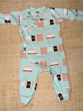 Mint Green Printed Baby One-Piece Romper with Snap Closure